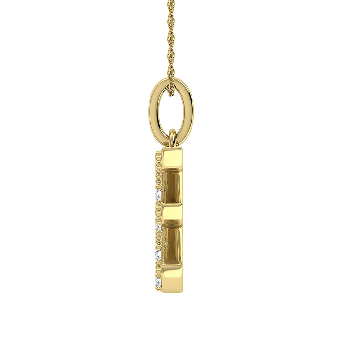 Diamond 1/8 Ct.Tw. Letter E Pendant in 10K Yellow Gold