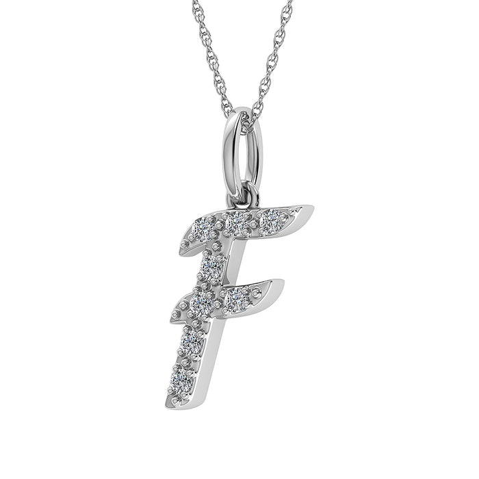 Diamond 1/8 Ct.Tw. Letter F Pendant in 10K White Gold