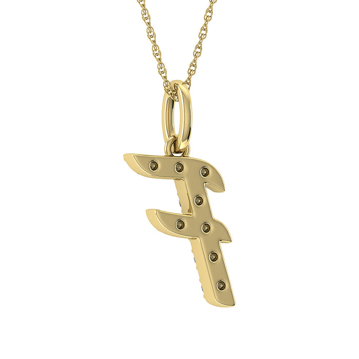 Diamond 1/8 Ct.Tw. Letter F Pendant in 10K Yellow Gold