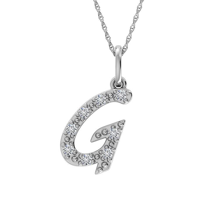 Diamond 1/8 Ct.Tw. Letter G Pendant in 10K White Gold