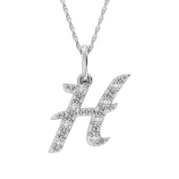 Thumbnail for Diamond 1/8 Ct.Tw. Letter H Pendant in 10K White Gold