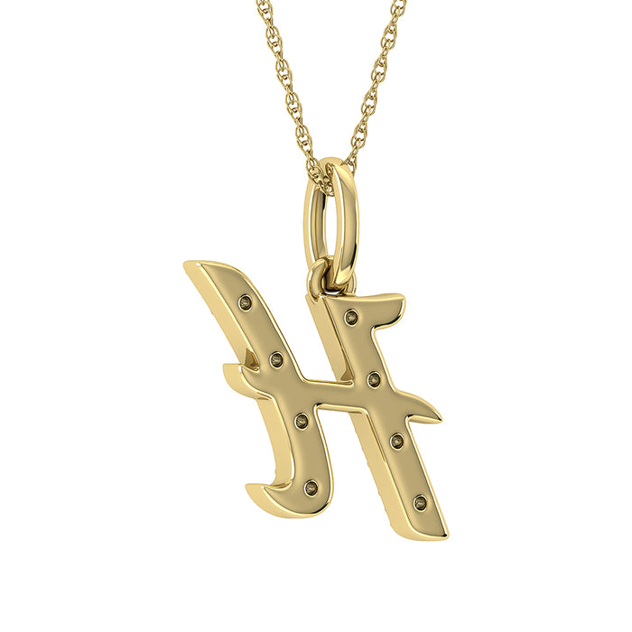 Diamond 1/8 Ct.Tw. Letter H Pendant in 10K Yellow Gold