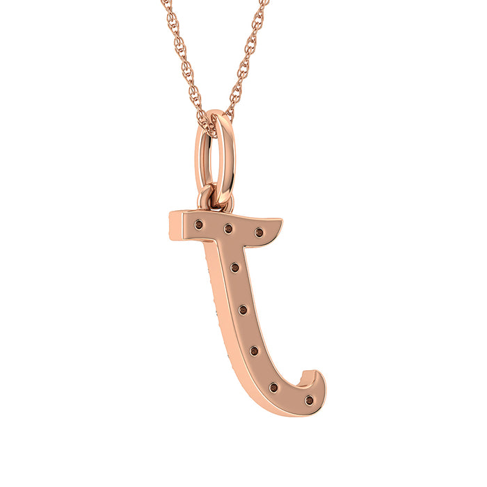 Diamond 1/8 Ct.Tw. Letter J Pendant in 10K Rose Gold