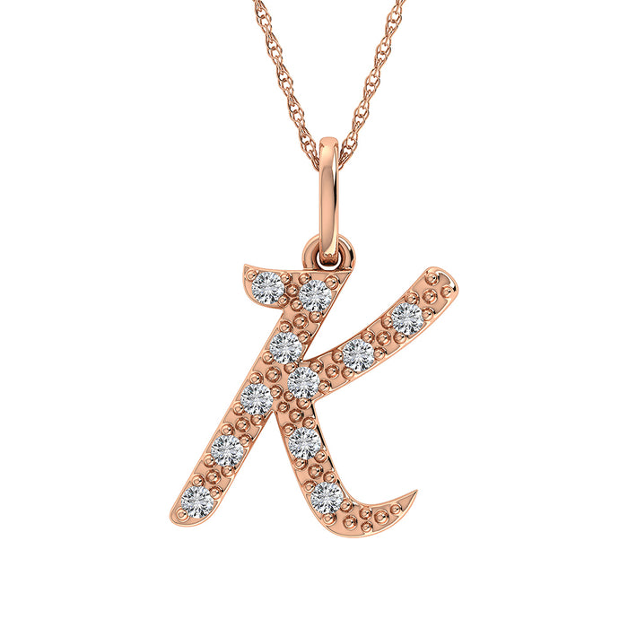 Diamond 1/8 Ct.Tw. Letter K Pendant in 10K Rose Gold