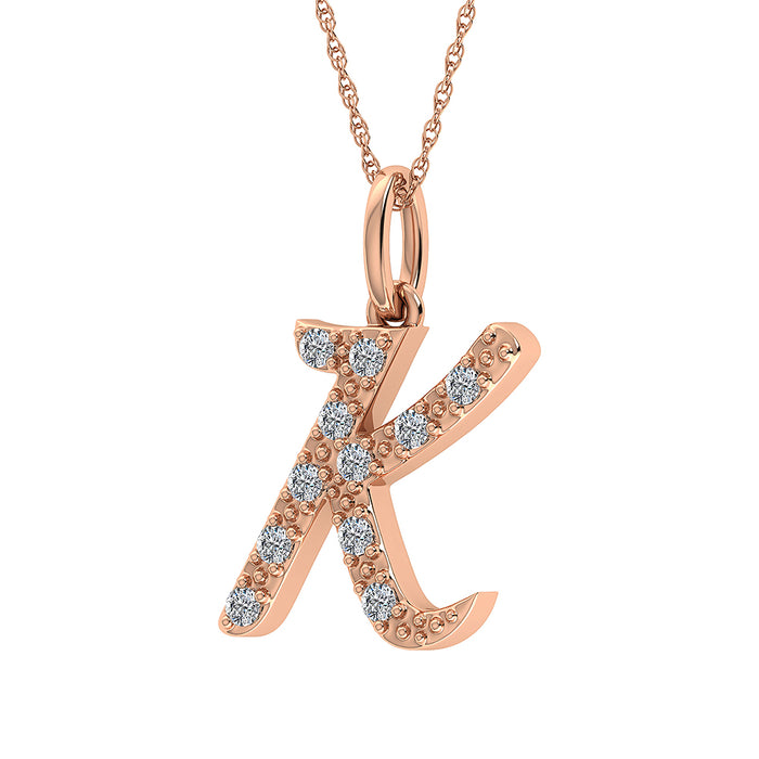 Diamond 1/8 Ct.Tw. Letter K Pendant in 10K Rose Gold