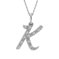 Thumbnail for Diamond 1/8 Ct.Tw. Letter K Pendant in 10K White Gold