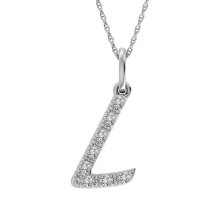 Diamond 1/8 Ct.Tw. Letter L Pendant in 10K White Gold