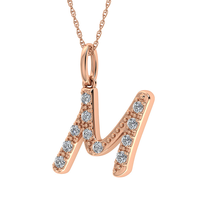 Diamond 1/8 Ct.Tw. Letter M Pendant in 10K Rose Gold