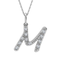 Thumbnail for Diamond 1/8 Ct.Tw. Letter M Pendant in 10K White Gold