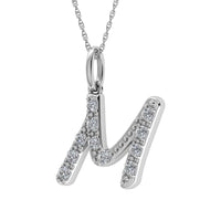 Thumbnail for Diamond 1/8 Ct.Tw. Letter M Pendant in 10K White Gold