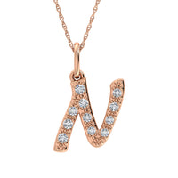 Thumbnail for Diamond 1/8 Ct.Tw. Letter N Pendant in 10K Rose Gold
