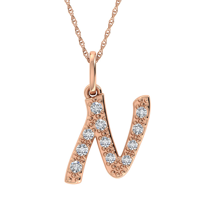 Diamond 1/8 Ct.Tw. Letter N Pendant in 10K Rose Gold