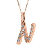 Thumbnail for Diamond 1/8 Ct.Tw. Letter N Pendant in 10K Rose Gold