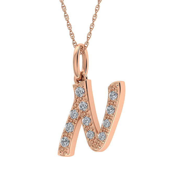 Diamond 1/8 Ct.Tw. Letter N Pendant in 10K Rose Gold