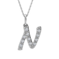 Thumbnail for Diamond 1/8 Ct.Tw. Letter N Pendant in 10K White Gold