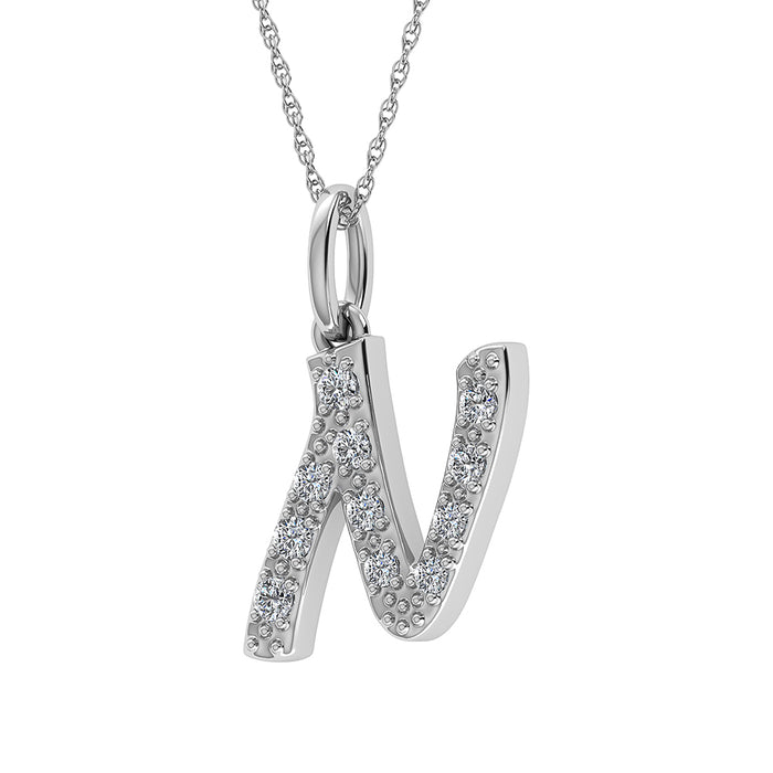 Diamond 1/8 Ct.Tw. Letter N Pendant in 10K White Gold