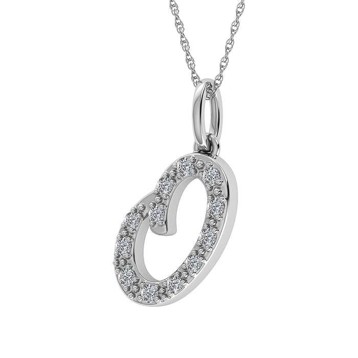 Diamond 1/8 Ct.Tw. Letter O Pendant in 10K White Gold