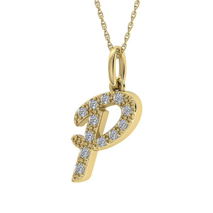 Diamond 1/8 Ct.Tw. Letter P Pendant in 10K Yellow Gold