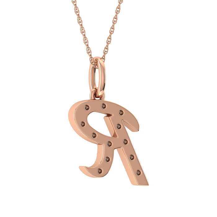 Diamond 1/8 Ct.Tw. Letter R Pendant in 10K Rose Gold