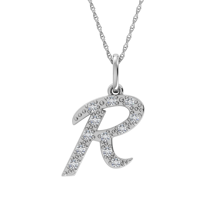 Diamond 1/8 Ct.Tw. Letter R Pendant in 10K White Gold