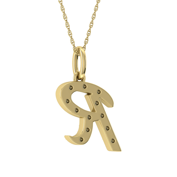 Diamond 1/8 Ct.Tw. Letter R Pendant in 10K Yellow Gold