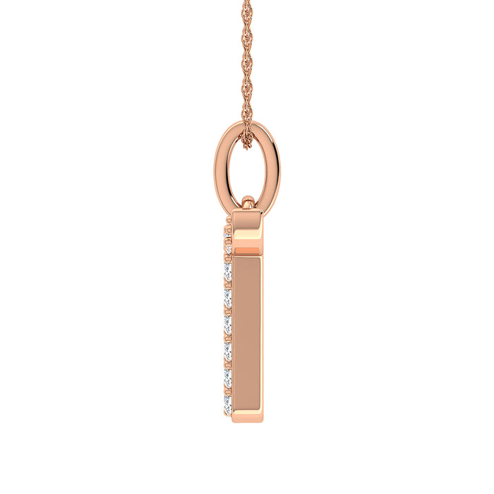 Diamond 1/8 Ct.Tw. Letter T Pendant in 10K Rose Gold