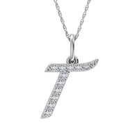 Thumbnail for Diamond 1/8 Ct.Tw. Letter T Pendant in 10K White Gold