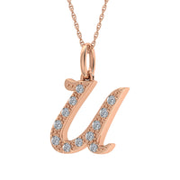 Thumbnail for Diamond 1/8 Ct.Tw. Letter U Pendant in 10K Rose Gold