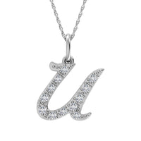 Thumbnail for Diamond 1/8 Ct.Tw. Letter U Pendant in 10K White Gold