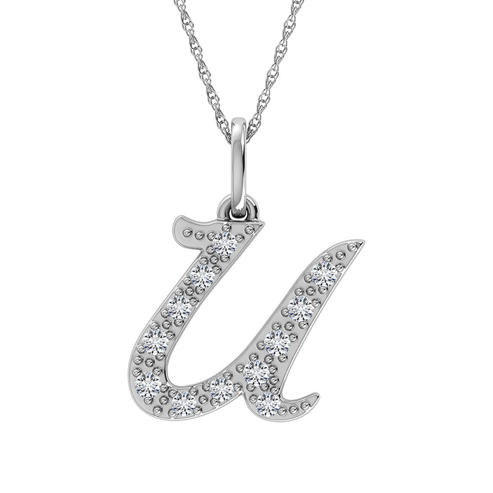 Diamond 1/8 Ct.Tw. Letter U Pendant in 10K White Gold