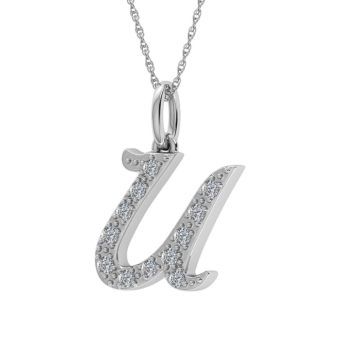 Diamond 1/8 Ct.Tw. Letter U Pendant in 10K White Gold