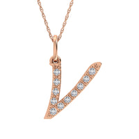 Thumbnail for Diamond 1/8 Ct.Tw. Letter V Pendant in 10K Rose Gold