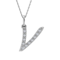Thumbnail for Diamond 1/8 Ct.Tw. Letter V Pendant in 10K White Gold