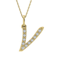 Thumbnail for Diamond 1/8 Ct.Tw. Letter V Pendant in 10K Yellow Gold