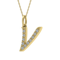 Thumbnail for Diamond 1/8 Ct.Tw. Letter V Pendant in 10K Yellow Gold