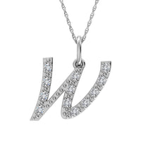 Thumbnail for Diamond 1/8 Ct.Tw. Letter W Pendant in 10K White Gold