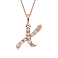 Thumbnail for Diamond 1/8 Ct.Tw. Letter X Pendant in 10K Rose Gold