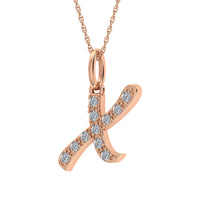 Thumbnail for Diamond 1/8 Ct.Tw. Letter X Pendant in 10K Rose Gold