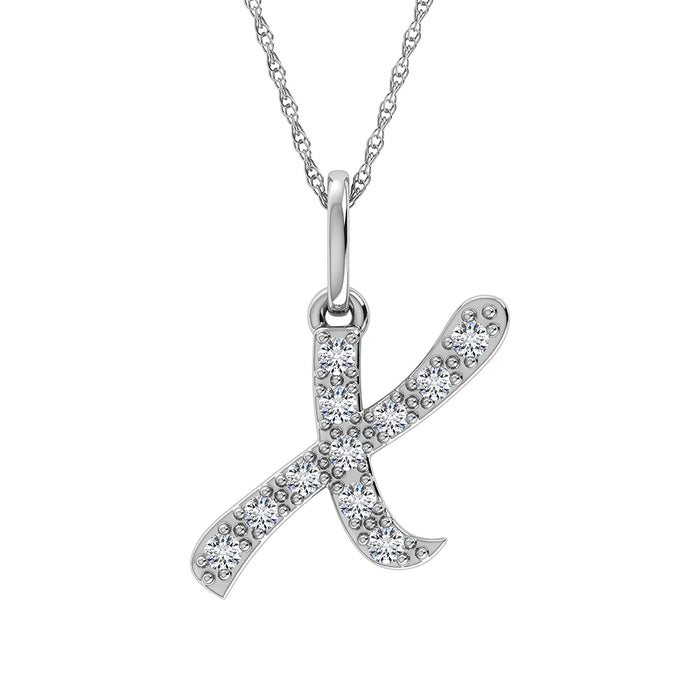 Diamond 1/8 Ct.Tw. Letter X Pendant in 10K White Gold