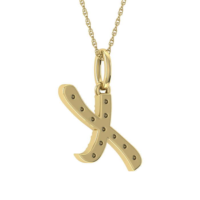 Diamond 1/8 Ct.Tw. Letter X Pendant in 10K Yellow Gold