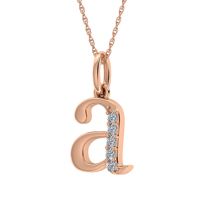 Diamond 1/20 Ct.Tw. Letter A Pendant in 10K Rose Gold