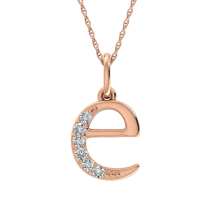 Diamond 1/20 Ct.Tw. Letter E Pendant in 10K Rose Gold