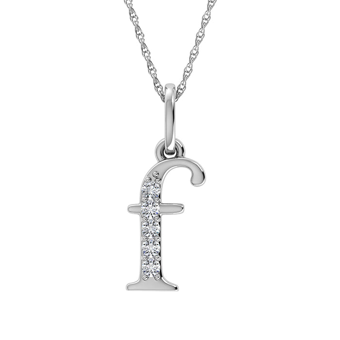 Diamond 1/20 Ct.Tw. Letter F Pendant in 10K White Gold