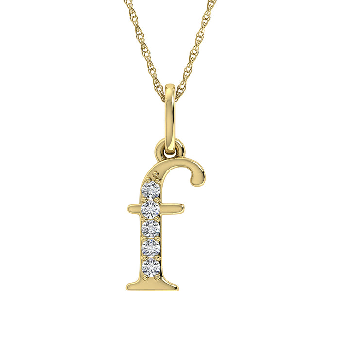 Diamond 1/20 Ct.Tw. Letter F Pendant in 10K Yellow Gold