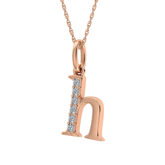 Diamond 1/20 Ct.Tw. Letter H Pendant in 10K Rose Gold