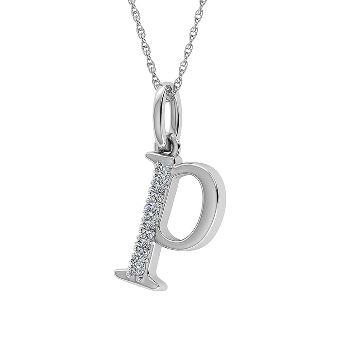 Diamond 1/20 Ct.Tw. Letter P Pendant in 10K White Gold