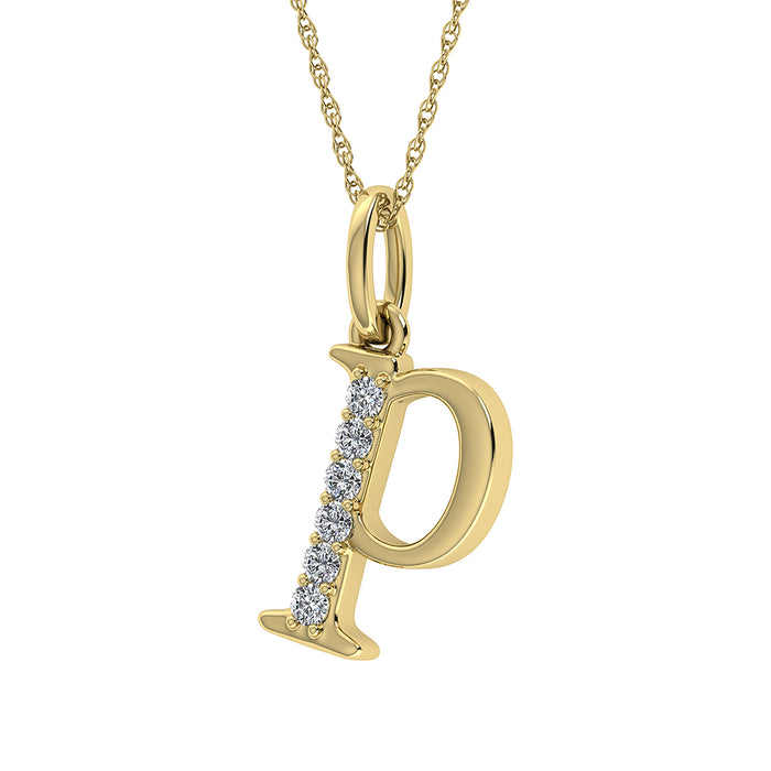 Diamond 1/20 Ct.Tw. Letter P Pendant in 10K Yellow Gold