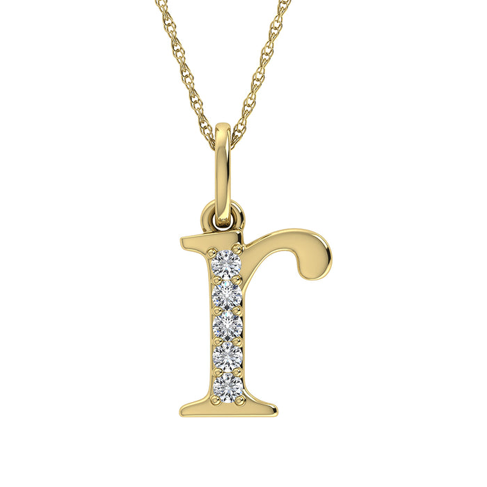 Diamond 1/20 Ct.Tw. Letter R Pendant in 10K Yellow Gold