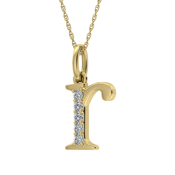 Diamond 1/20 Ct.Tw. Letter R Pendant in 10K Yellow Gold