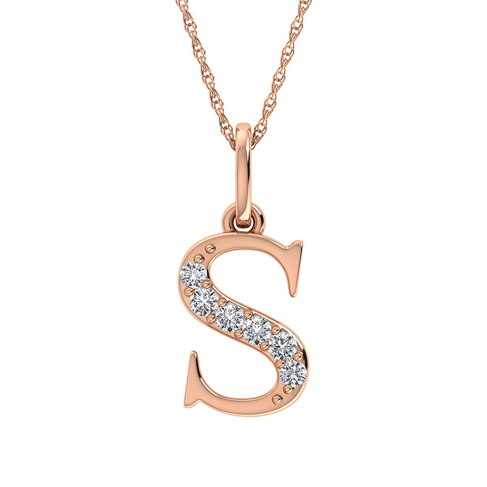 Diamond 1/20 Ct.Tw. Letter S Pendant in 10K Rose Gold